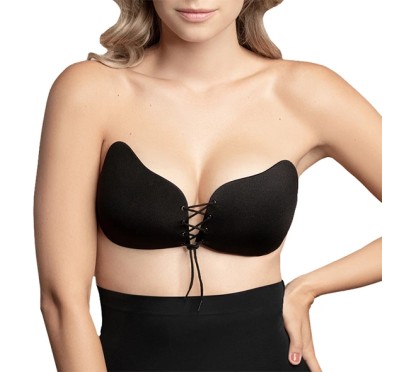 Biustonosz samonośny - Bye Bra Lace-It Bra Miseczka D Black